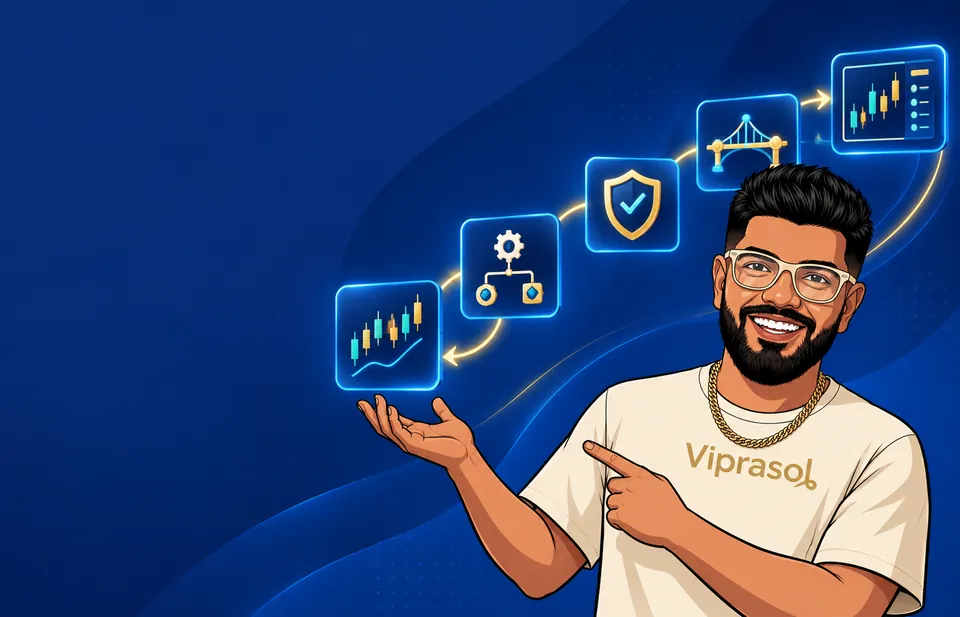 Illustration of a trader working with automated trading software