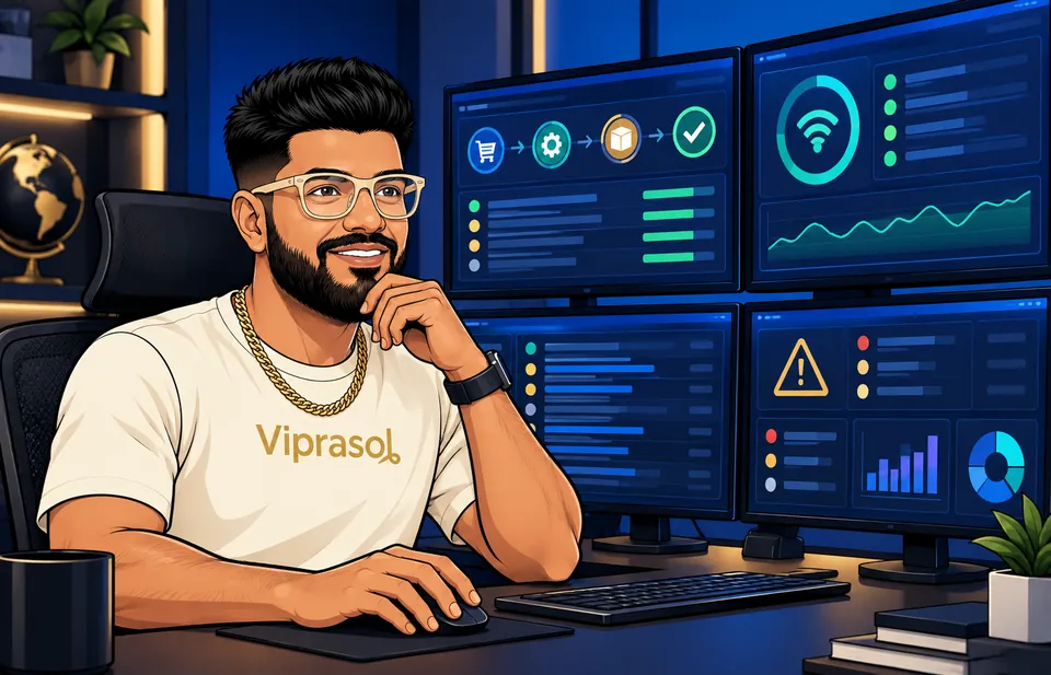 Viprasol brand illustration of a trading workspace