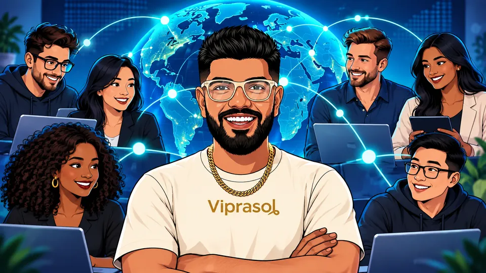 Viprasol illustration of people connected through a trading platform