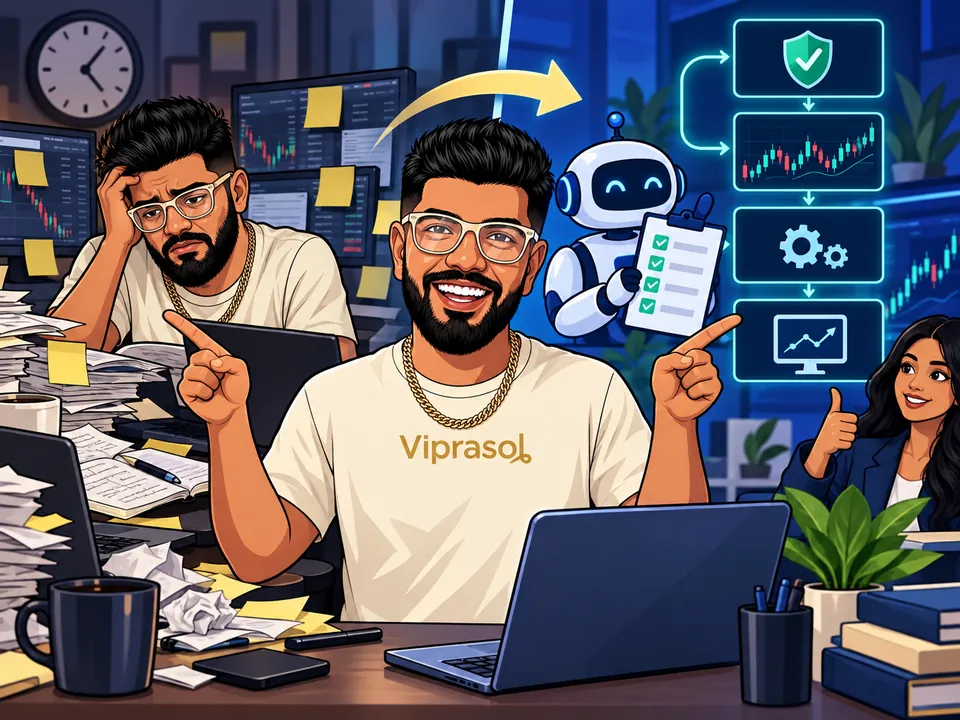 Illustration of an automated trading workflow and its dashboard